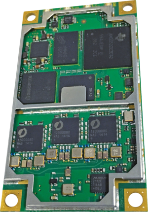 Close-up of electronic circuit board and components.
